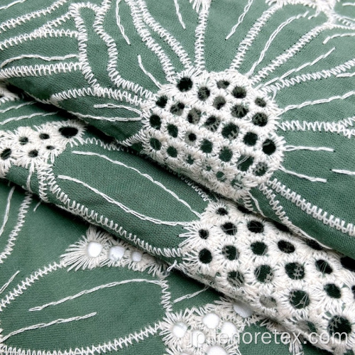 綿織きポプリンガイドリーレースアイレット刺繍生地